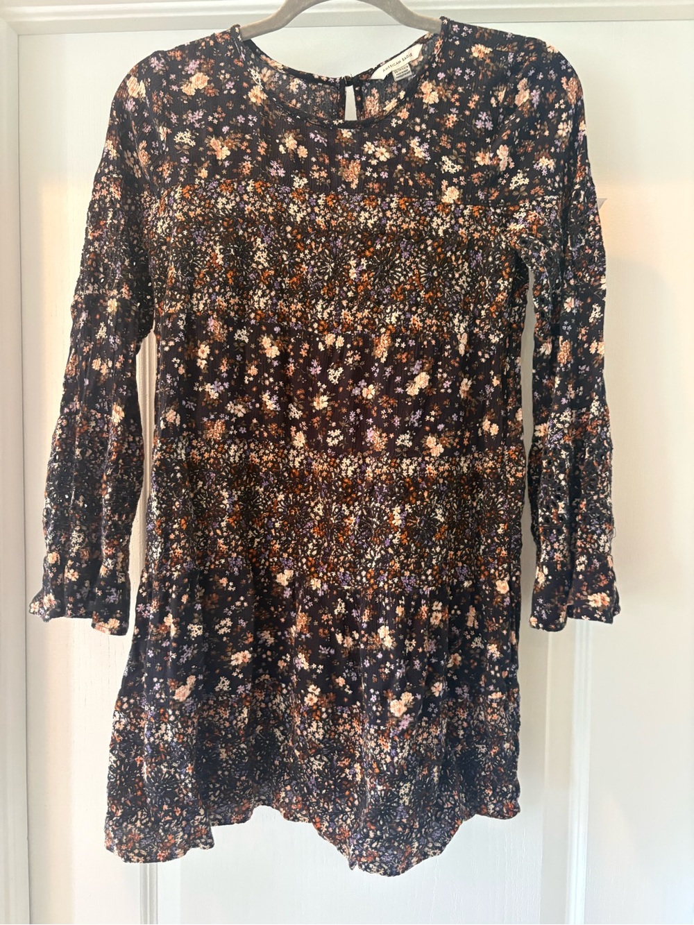American Eagle Outfitters Black Floral Long Sleeve Dress